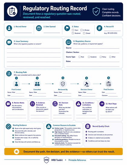 Regulatory Routing Record Template portrait thumbnail