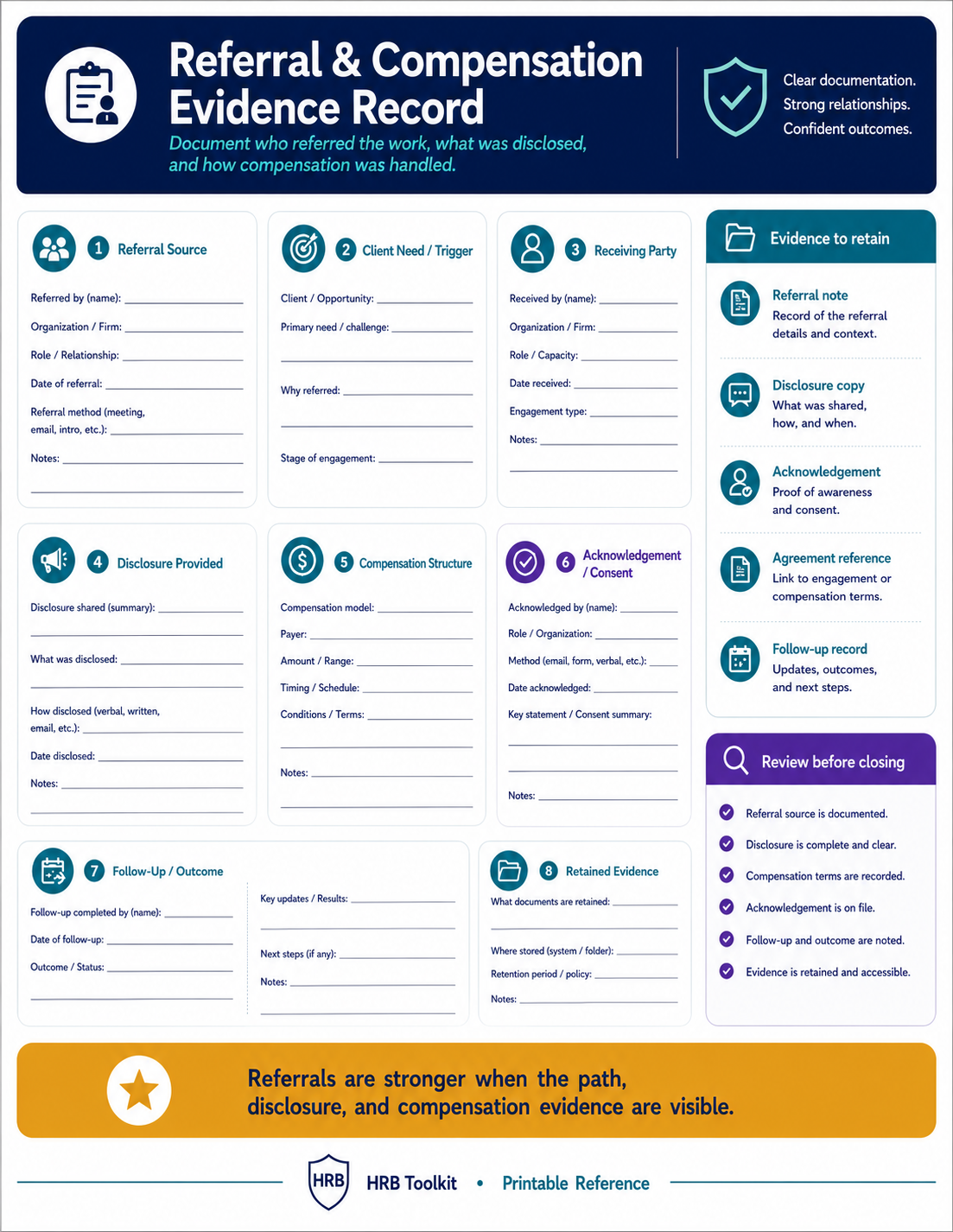 Referral Compensation Evidence Record portrait preview